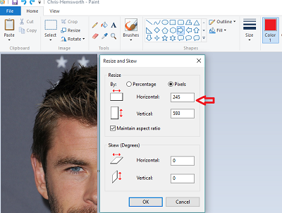 Resize image in Paint